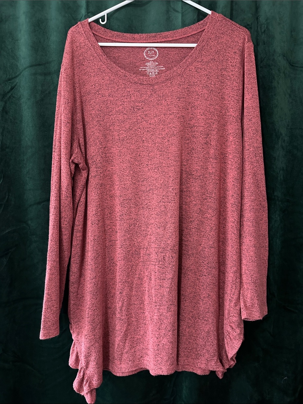 Women's Relaxed Long-Sleeve Scoop Neck Top - Dusty Rose